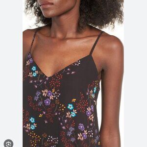 Nordstrom Black Floral Midi Slipdress